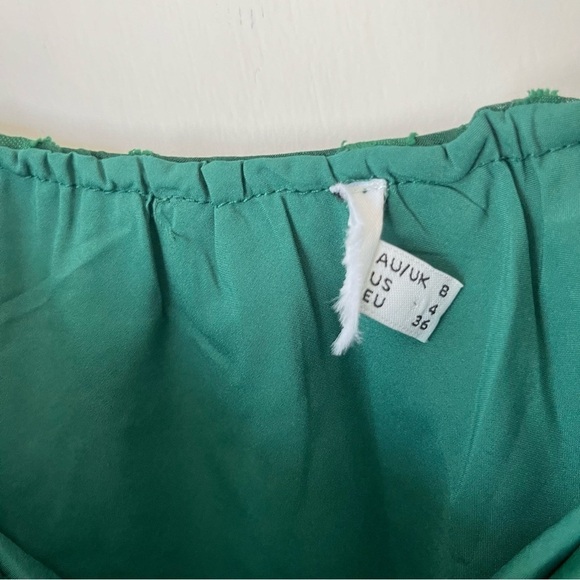 Princess Polly Star Power Forest Green Floral Jacquard Long Sleeve Mini Dress 4 - Picture 11 of 13